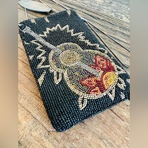 Mary Frances Guitar. Fully beaded, multi pocket crossbody evening bag. NWT